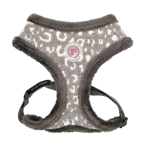 Pinkaholic New York Tailsy Hundegeschirr über den Kopf, warm, Winter, Leopardenmuster, verstellbare Brust für kleine Hunde, Grau, Medium von Pinkaholic New York