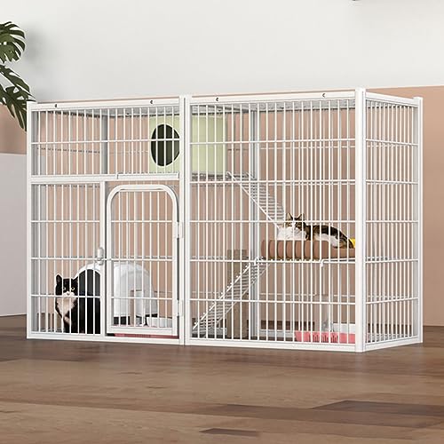 Katzenkäfig, Katzenlaufstall für Hauskatzen, Haustierkäfige für Kleintiere, Katzenhütten, Katzenhaus, Haustiergehege, Katzenhäuser für draußen, verstärkt und verdickt (Size : 124 * 48 * 80cm) von PINNKL