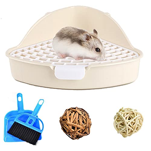 Kleintiertoilette für Hamster, Ecktöpfchentraining mit Kaubällen für Meerschweinchen, Frettchen von PINVNBY