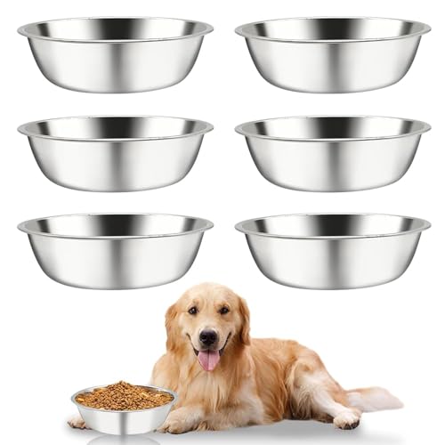 PINVNBY 6 Stück Edelstahl-Hundenäpfe, Ersatz-Metall-Futter-/Wassernapf, Set für drinnen, Reisen, Zwinger, Hundefütterschalen für alle Hunde, spülmaschinenfest (22,6 cm) von PINVNBY