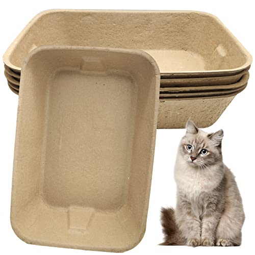 PINVNBY 6 Stück Einweg-Katzentoiletten für Katzen, Papier, Katzentoiletten, Karton-Einsatz für Kätzchen, drinnen und draußen, allein oder als Box-Einlagen (41x31x9.4 cm) von PINVNBY