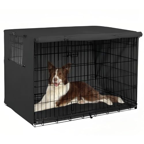 PINVNBY Abdeckung für Hundekäfige, für den Innen- und Außenbereich, atmungsaktives Polyester, wasserdicht, langlebig, leicht, Hundehüttenabdeckung, 61 x 45,7 x 48,3 cm, Schwarz von PINVNBY