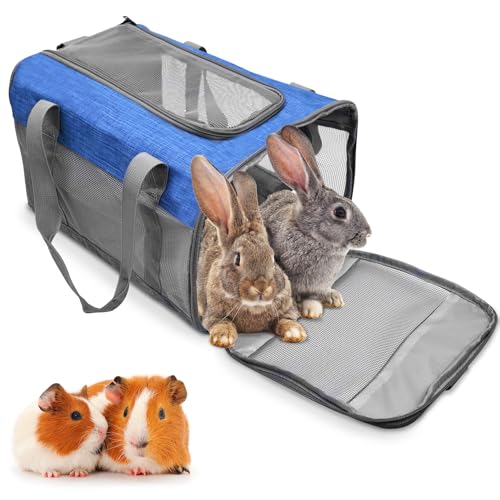 PINVNBY Bunny Carrier for Travel Camping Outdoor, Small Pet Carrier, Guinea Pig Carrier, Breathable Pet Portable Hand Bag for Hamster Bunny Guinea Pig (Blue & Gray) von PINVNBY