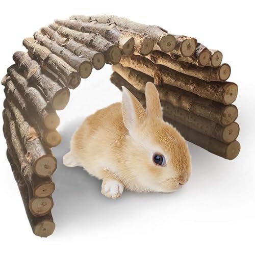 PINVNBY Extra große Hasenleiterbrücke aus Holz (63,5 x 38,1 cm), Kaninchenversteck Haus, Tunnel, Nager Kauspielzeug für Meerschweinchen, Chinchillas, Igel, Frettchen, Ratte von PINVNBY