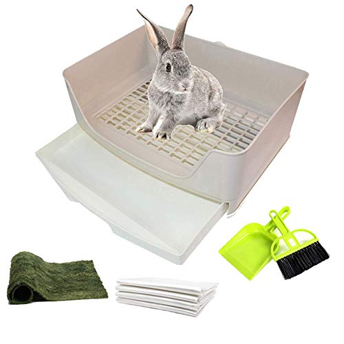 PINVNBY Großes Kaninchentoilette, Ecktoilette mit Schublade für ausgewachsene Kaninchen, Meerschweinchen, Chinchillas, Frettchen, Galesaur, Igel, kleine Tiere (braun) von PINVNBY