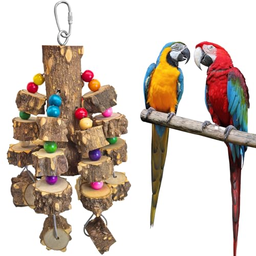 PINVNBY Großes Papageienspielzeug, Naturholz, Vogelkauspielzeug, Sittichkäfig-Hängematte, Hängespielzeug für afrikanische Grauaras, Kakadus, Eclectus, Amazonas-Papageienvögel (kleine Größe, von PINVNBY