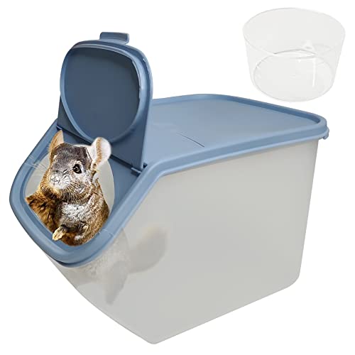 PINVNBY Hamster Badezimmer Chinchilla Kunststoff Sandbad Box Transparent WC Behälter mit Sandbecher Sauna Raum Käfig Zubehör für Lemming Rennmäuse Igel Eichhörnchen und andere Kleintiere von PINVNBY