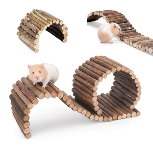 PINVNBY Hamster-Hängebrücke, Leiter für Nager, natürlicher Holzbogen, biegbare Brücke, Kauspielzeug, lange Kletterleiter für Hamster, Streifenhörnchen, Schwein und andere Kleintiere (2 Arten Länge) von PINVNBY