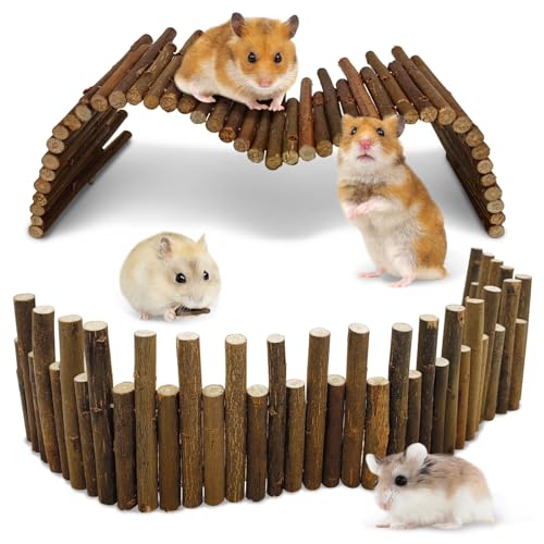 PINVNBY Hamster Hängebrücke Leiter Nagetiere Natur Holzbogen biegbare Brücke Kauspielzeug von PINVNBY