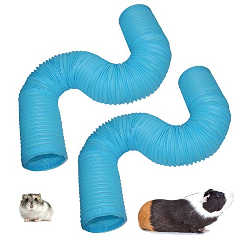 PINVNBY Hamster-Tunnel, Haustier-Maus, Kunststoffrohr, Spielzeug, Kleintiere, faltbar, Training, Versteck, Tunnel für Meerschweinchen, Rennmäuse, Frettchen und andere kleine Tiere (2 Stück), Blau von PINVNBY