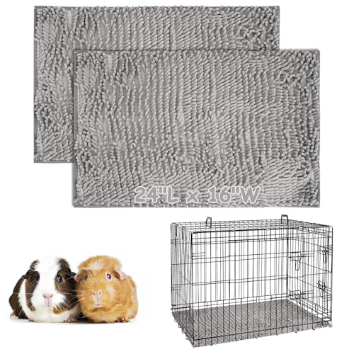 PINVNBY Meerschweinchen-Käfig-Auskleidung, waschbar, wiederverwendbar, auslaufsicher, Fleece-Einlagen für Kleintiere, mit rutschfester Unterseite, Grau (61 x 40,6 cm) von PINVNBY