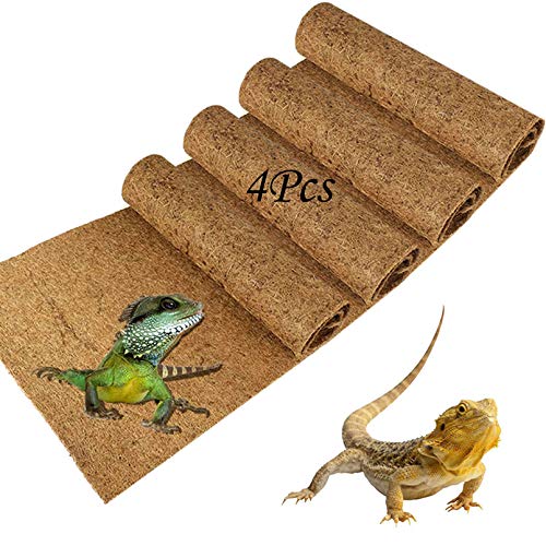 PINVNBY Reptilienteppich, Bartdrache, natürliche Kokosfaser-Matte, Eidechsen-Terrarium-Pads, Schildkröten, Bettzubehör für Gecko, Schlangen-Chamäleons (4 Blatt/50 x 30 x 1 cm) von PINVNBY