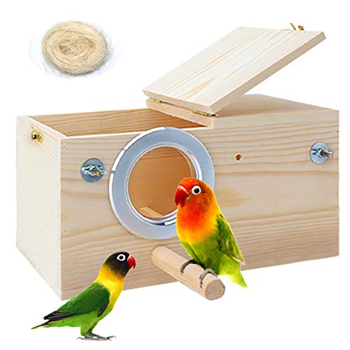 PINVNBY Sittich-Nistkasten Vogelhaus Holz Zuchtkasten Papageien Mittierungsbox für Liebesvögel, Kakadus, Wellensittiche, Finken, Kanarienvögel und mittelgroße Vögel (XL) von PINVNBY