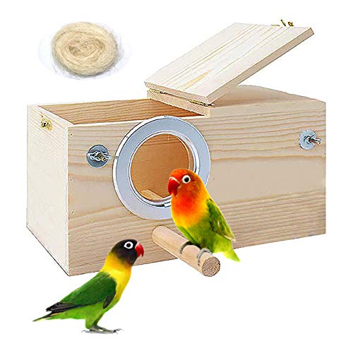 PINVNBY Sittich-Nistkasten Vogelhaus Holz Zuchtkasten Papageien Mittierungsbox für Sittiche, Kakadus, Wellensittiche, Finken, Kanarienvögel und mittelgroße Vögel (L) von PINVNBY