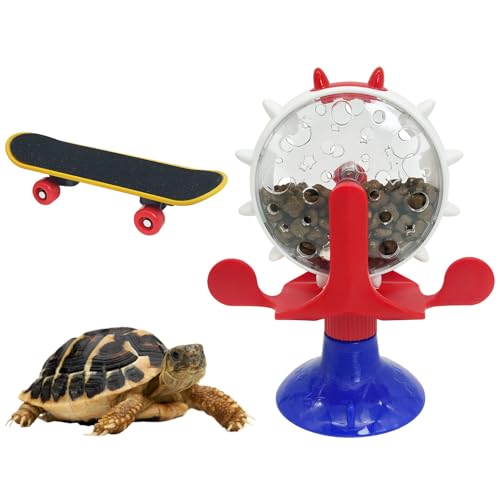 PINVNBY Tortoise Feeder Ball und Training Skateboard Spielzeug Set für Kleintiere Haustiere Schildkröten Schildkröten von PINVNBY