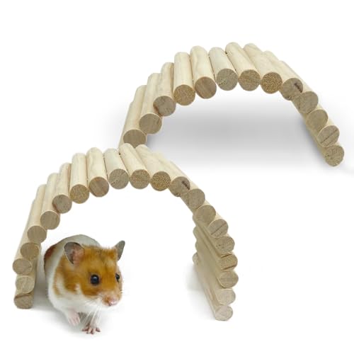 PIVBY Hamsterleiterbrücke aus Holz, zum Kauen und Klettern, Versteck, Zubehör für Kleintiere, Meerschweinchen, Chinchilla, Rennmäuse, Mäuse, Maus (natürlich), 2 Stück von PINVNBY