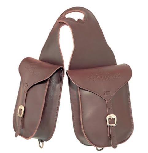 PIONEER - Pferdepacktaschen aus schwarzem Leder für Reiten - Westernsattel - Vordere - Braun von PIONEER