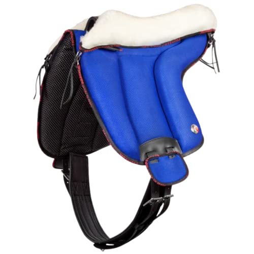 PIONEER Reitsattel aus Air Mesh, strapazierfähig und atmungsaktiv für natürliches Reiten, Made in Italy mit Wollsitzfläche, Bareback 45x42cm mit Neopren-Gurt - Rot von PIONEER