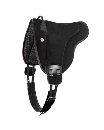 PIONEER Reitsattel aus Wildleder für natürliches Reiten, Made in Italy mit Wattierung aus Watte und Memory Foam, Bareback 46x38 cm mit Neopren-Gurt - Schwarz von PIONEER