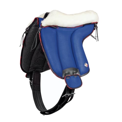 PIONEER Reitsattel für Pferde aus Air Mesh, widerstandsfähig und atmungsaktiv für natürliches Reiten, Made in Italy mit Woll-Sitzfläche, Bareback 51x49cm mit Neopren-Gurt -Rot von PIONEER