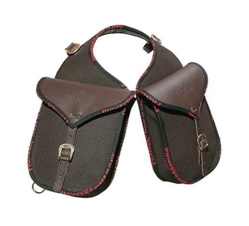 PIONEER Satteltaschen für Pferde aus Leder und Stoff – Ideal für Reiten, Trekking und Ausritte – Design für Vorne – Strapazierfähig und Bequem - Schwarz von PIONEER