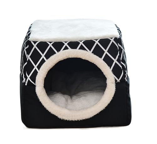 Hundebett Katzenhöhlenbett Haustierbett Mit Zusammenklappbarer Matte, Klassisches Weiches Leoparden-Hundewelpen-Sofakissen, Zwinger-Nest, Hunde- Und Katzenbett Haustier-Katzenhaus (Color : B, Size : von PIPONS