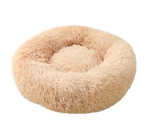 Hundebett Katzenhöhlenbett Small Calming Donut Cat Dog Bed Anti-Anxiety Washable Round Cozy Soft Fluffy Faux Fur Pillow Cuddler Haustier-Katzenhaus (Color : E, Size : 50 * 50cm) von PIPONS