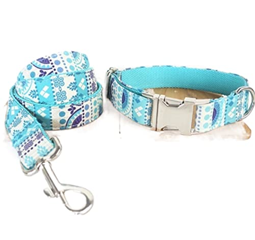 Hundeleine Klassische Blau Bedruckte Böhmische Hundehalsbandleine, Bequemes Halskettenhalsband, Heimtierbedarf, Weiches Hundehalsband Führleine für Hunde (Color : A, Size : 23-30cm) von PIPONS