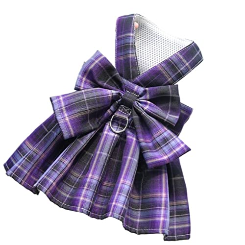 Hundeleine Klassische Hundehalsband Mit Schleife, Niedliches Haustiergeschirr Mit Brustgurt, Zugseil, Katzen, Hunde, Kleidung Führleine für Hunde (Color : Purple, Size : 50cm) von PIPONS