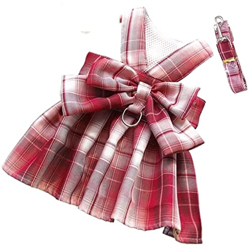 Hundeleine Klassische Hundehalsband Mit Schleife, Niedliches Haustiergeschirr Mit Brustgurt, Zugseil, Katzen, Hunde, Kleidung Führleine für Hunde (Color : Rood, Size : 58cm) von PIPONS