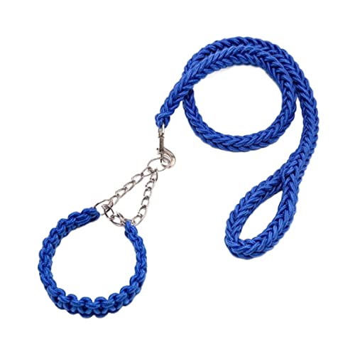 Hundeleine Klassische Nylon Geflochtenes Hundehalsband Und Leine Set Zugseil Für Kleine Mittelgroße Hundeleine Bullterrier Führleine für Hunde (Color : Blue, Size : 45-55cm) von PIPONS