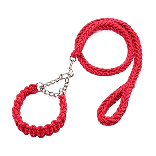 Hundeleine Klassische Nylon Geflochtenes Hundehalsband Und Leine Set Zugseil Für Kleine Mittelgroße Hundeleine Bullterrier Führleine für Hunde (Color : Rood, Size : 25-35cm) von PIPONS