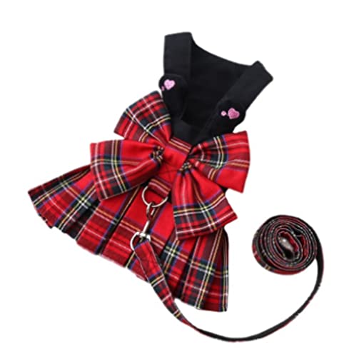 Hundeleine Klassische Pet Harness Vest Dress Lead Set Mit Tutu Spitzenrock Party Hundehalsband Kostüm Verstellbares Halsband Leine Set Führleine für Hunde (Color : Rood, Size : 35cm) von PIPONS