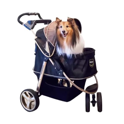 PISOM Kinderwagen for Haustiere, faltbar, großer Platzwagen, Kinderwagen for Hunde und Katzen, faltbar, fürs Auto, Heimtierbedarf von PISOM