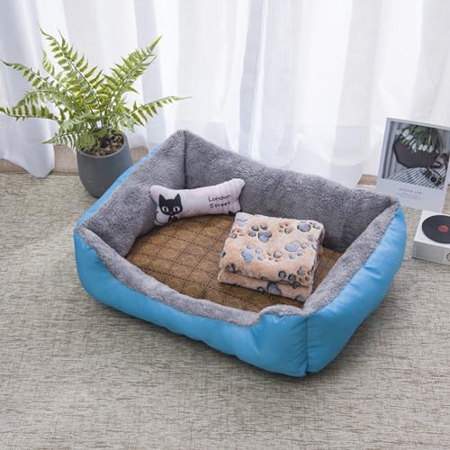 PIURUF Hochwertiges großes beruhigendes Hunde- und Katzenbett, Haustier-Sofa mit Matte und Spielzeug, Plüsch-Haustierbett für Welpen, Hundeausruhen, Schlafkissen, Matratze, rutschfestes Kätzchenbett von PIURUF