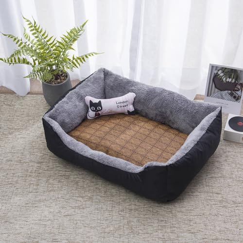 PIURUF Hochwertiges großes beruhigendes Hunde- und Katzenbett, Haustier-Sofa mit Matte und Spielzeug, Plüsch-Haustierbett für Welpen, Hundeausruhen, Schlafkissen, Matratze, rutschfestes Kätzchenbett von PIURUF