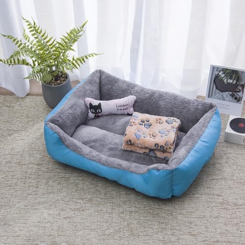 PIURUF Hochwertiges großes beruhigendes Hunde- und Katzenbett, Haustier-Sofa mit Matte und Spielzeug, Plüsch-Haustierbett für Welpen, Hundeausruhen, Schlafkissen, Matratze, rutschfestes Kätzchenbett von PIURUF