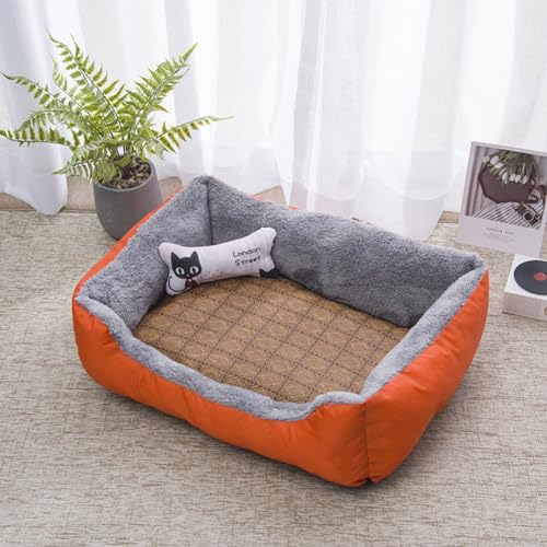 PIURUF Hochwertiges großes beruhigendes Hunde- und Katzenbett, Haustier-Sofa mit Matte und Spielzeug, Plüsch-Haustierbett für Welpen, Hundeausruhen, Schlafkissen, Matratze, rutschfestes Kätzchenbett von PIURUF