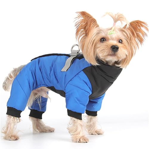 Warmer Hundemantel, wasserdichte Hunde-Winterjacke für kleine mittelgroße Hunde, 4 Beine bedeckt, winddicht, reflektierend, Hundejacke, Schneeanzug von PIURUF