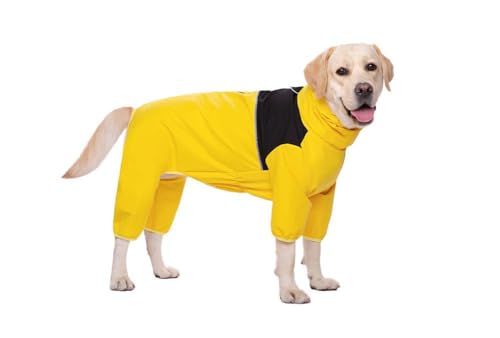 Wasserdichter Hundemantel, Haustier-Regenmantel, 4 Beine, für kleine, mittelgroße und große Hunde, reflektierende Kleidung, verstellbares Outfit von PIURUF
