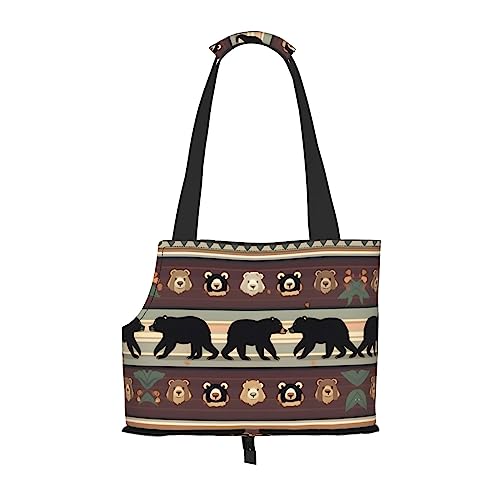 Bear Print Pet Carrier,Hund Katze Reisetasche,Tragbare Tasche Träger für kleine bis mittelgroße Katzen und kleine Hunde von PIXOLE