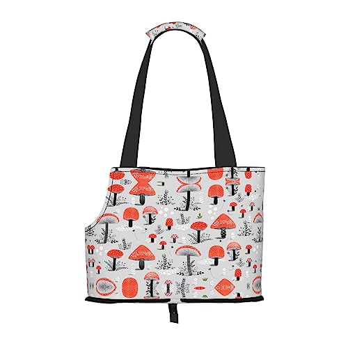 Cartoon Pilze drucken Haustier Tragetasche,Hund Katze Reisetasche,Tragbare Tasche Träger für kleine bis mittelgroße Katzen und kleine Hunde von PIXOLE