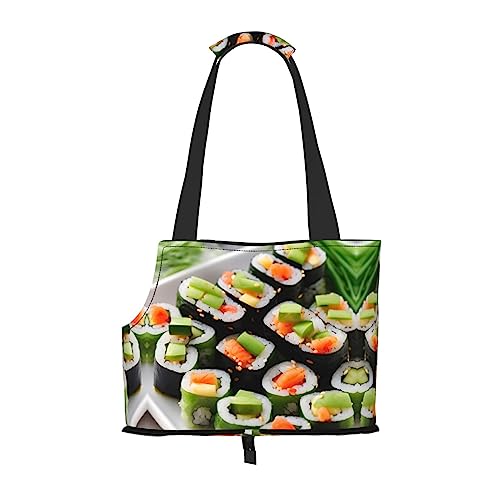 Faltbare Hundetragetasche mit Sushi-Dill-Gurken, geeignet für kleine Hunde und Katzen für Outdoor-Reisen von PIXOLE