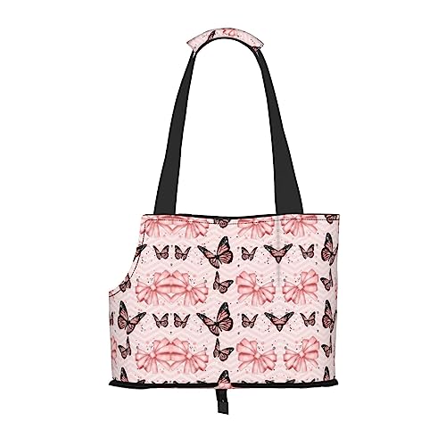 Haustiertragetasche mit Schmetterlings-Rosa-Druck,Hund Katze Reisetasche,Tragbare Tasche für kleine bis mittelgroße Katzen und kleine Hunde Haustiertragetasche mit Schmetterlings-Rosa-Druck,Hund Katze Reisetasche,Tragbare Tasche für kleine bis mittelgroße Katzen und kleine Hunde von PIXOLE