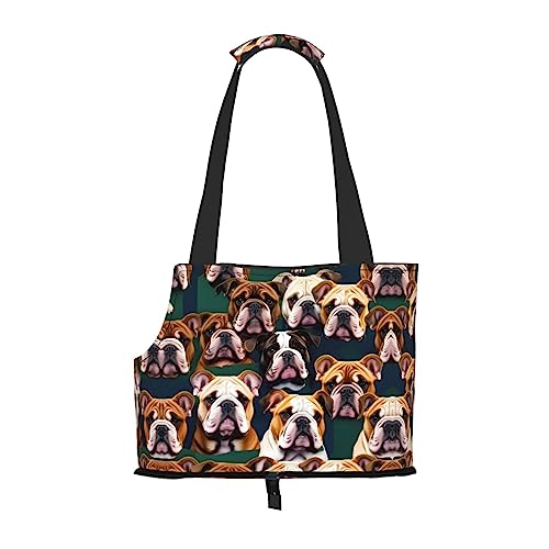 Niedliche englische Bulldogge Print Pet Carrier,Hund Katze Reisetasche,Tragbare Tasche Träger für kleine bis mittelgroße Katzen und kleine Hunde von PIXOLE