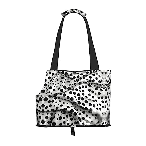 Schwarz Polka Dot Print Pet Carrier,Hund Katze Reisetasche,Tragbare Tasche Träger für kleine bis mittelgroße Katzen und kleine Hunde von PIXOLE