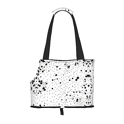 Schwarz und Weiß Dot Print Pet Carrier,Hund Katze Reisetasche,Tragbare Tasche Träger für kleine bis mittelgroße Katzen und kleine Hunde von PIXOLE