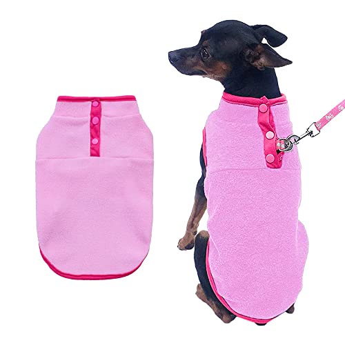 PIXRIY Hunde-Fleece-Pullover, weiche Hundeweste, Hundekleider, Bekleidung, ärmellos, Welpen, Winter, kaltes Wetter, Hundejacke, Pullover für kleine, mittelgroße Hunde und Katzen (groß, rosa) von PIXRIY