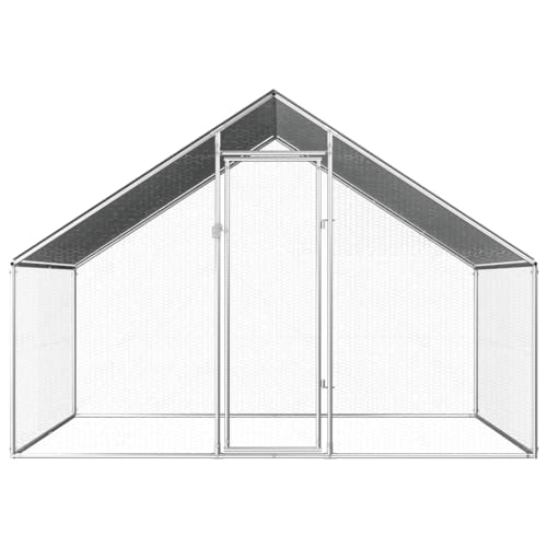 PIXZSSI Hühnerkäfig Outdoor 2,75x2x1,92 m Verzinkter Stahl Voliere Außengehege Stabiler Rahmen Wasserabweisend und UV-beständig Dach Hühnerstall für Hühner, Hennen, Enten und Andere Kleintiere von PIXZSSI