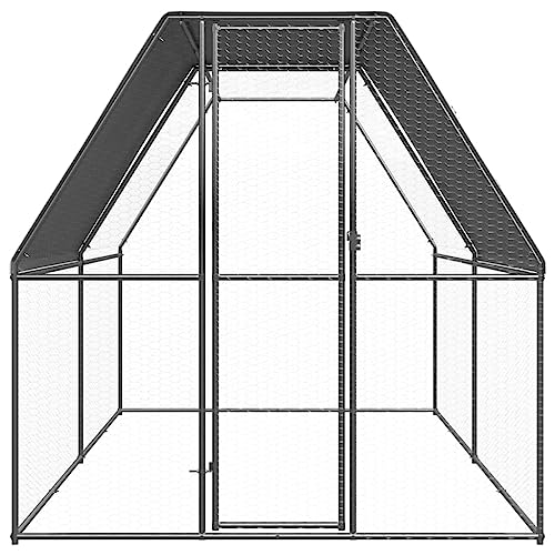 PIXZSSI Hühnerkäfig Outdoor 2x4x2 m Verzinkter Stahl UV- und Wasserbeständig Dach Tierkäfige Praktische Geräumige Außengehege für Hühner, Hennen, Enten und Andere Kleintiere von PIXZSSI